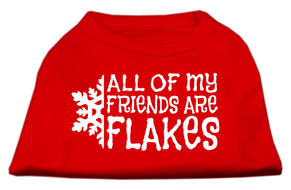 All my friends are Flakes Screen Print Shirt Red S